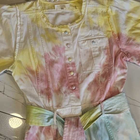 NWT LOVESHACKFANCY Paca Rainbow Jumpsuit Radial Pastel Tie Dye Size 8 - Picture 7 of 12